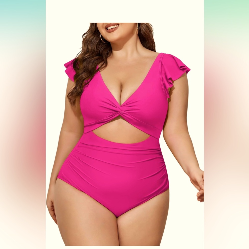 Pink Ruffled Women’s One Piece Swimsuit